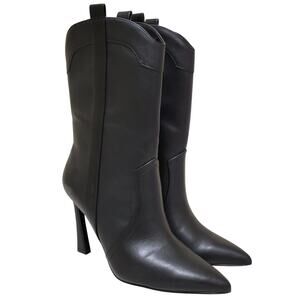 Madden Girl Black Pointed-Toe High-Heel Western Boots